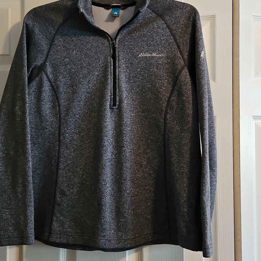Eddie Bauer Gray/Navy Quarter-Zip Pullover